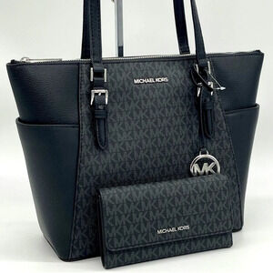 Michael Kors Charlotte Tote & Trifold Wallet Black